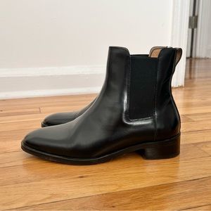 COS Black Leather Chelsea Boots Booties w/ Elastic Trim 38 $225